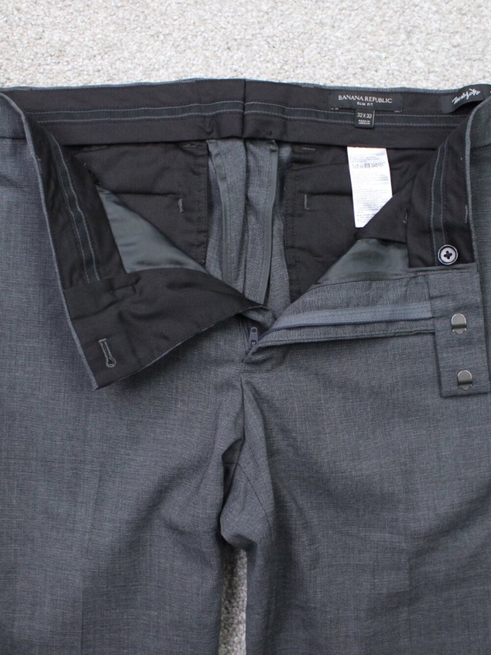 Banana Republic Pants Men 32x32 Charcoal Gray Marzotto Wool Slim Fit Performance - Picture 9 of 13